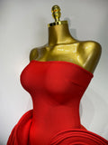 Celebrity Sexy Strapless Backless Flower Red Mini Bodycon Bandage Dress 2025 Knitted Elegant Evening Club Luxury Birthday Dress
