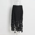 Solid Minimalist Casual Skirt For Women High Waist Patchwork Zipper Irregular Hollow Out Skirts Female Fashion New