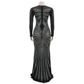 Dress Shiny Diamond O-neck Long Sleeve Elegant Maxi Dress Sexy Sheer Party Dress Vestidos