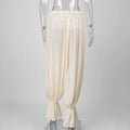 Fashion Ruched Long Trousers Women's Elastic Waist Elegance Solid Leisure Trousers 2025 Autumn Commuting Clothing Female