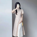 Olive Girl Green Dramatic Qipao for Ren Faire 2026 Garden Wedding Fairycore Photoshoot Everyday Wear S-XXL XS-3XL Plus Size Dramatic Silhouette Romantic Cottagecore Garden Party Editorial Not Costume Chinese Heritage Fashion Women