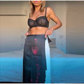 Women Color Block Floral Print Midi Skirt High Waist Straight Satin Long Skirt 2026 Fashion Chic Elegant Party Ofice Daily Wear
