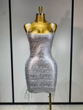 Women Sexy Sleeveless Square Neck Bodycon Mini Bandage Dresses Elegant Evening Party Luxury Birthday Club Prom Gown