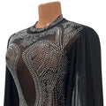 Shawl Sleeve Mesh Crystal Jumpsuit Women's Jumpsuit Luxury Transparent Sequins Party Jumpsuit Birthday Set Prom Dresses