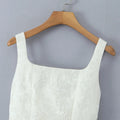 Solid Slimming Spliced Embroidery Dresses for Women Square Neck Sleeveless Patchwork Bows Dress Female Clothes New