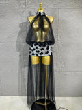 Women Sheer Mesh Rhinestone Skirt Long Tulle TrainSexy Costume For Club Party Stage ShowEvening Performance Events