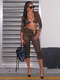 Polka Dot Print 3-Piece Set Women Headband+v-Neck Crop Tops+v-Waist Short Summer Fashion Classic Hottie Streetwear