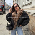 Trendy 2026 Fur Collar Bomber Jacket Women Winter Warm Padded Coat Parkas Luxury Brand Quilted Puffer Jackets Overcoats