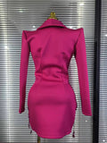 Handmake Women Long Sleeve Golden Beading Deep V-Neck Bodycon Mini Dress Celebrate Birthday Photo Shoot Performance Costume