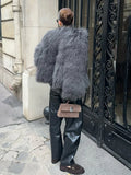 Fashion Luxury Cropped Faux Fur Coat Women's Winter 2025 Ins Hot Fluffy Short Faux Fur Jacket Street Style Warm Outwear