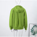 Women Fashion Solid Knitted Hooded Top O-neck Casual Full Sleeve Loose Pullover Female Spring New Chic Casual Street Outfit