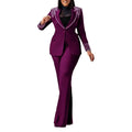 Fashion Pearl Splicing Women's Set Long Sleeve Blazer and Wide Leg Pants Suit 2024 Winter OL Fall Two 2 Piece Set Outfit