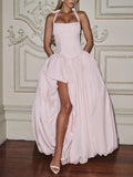 Glamorous Elegant Pink Halter Dress for Women Sleeveless Corset Waist High Slit Ball Gown for Luxury Dinners Celebrations