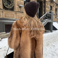 Luxury Runway Fashion Striped Long Faux Fur Coat Women Winter Fluffy Furry Eco Fox Fur Jacket Girls Overcoat Outerwear