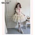 Olivegirl 2026 Kawaii Lolita Dress Women Fashion Design Slim Sling Bow Lovely Princess Dresses Sweet Lace Patchwork Pink Girl