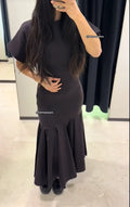 Elegant Patchwork Maxi Dress Women Solid Round Neck Short Sleeve Slim Fit Gowns Lady 2026 New Basic Evening Casual Summer Robes