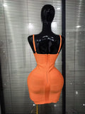 Pink Orange Women Sexy Strap O-Neck Bodycon Mini Bandage Dress Birthday Party Girls'Vacation Cocktail Outfit Wholesale