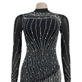Women Mesh See Though Diamonds Hot Rhinestones Pearl Beading Tassel Bodycon Mini Dress Vestidos Sexy Party Evening Dresses