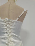 Sexy White Satin Maxi Dresses for Women Square Collar Sleeveless Tunic Fishtail Classic Dinner Dress Female Fashion