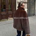 Iconic Chic Street Fashion Girls Faux Mink Fur Hoodies Sweatshirts Women Retro Luxury Front Zipper Eco Fur Jacket Coats
