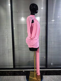 Winered Pink Women Sleeveless Sexy Draped Bodycon Mini Dress Spandex Celebrate Evening Cocktail Party Homecoming Outfit