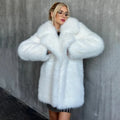 Winter Imitation Fox Fur Mid-length Coat For Women Fashion Artificial Lapel Thicken Streetwear Faux Fur Jacket Lady