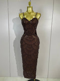 Elegance Pearl Beading Sequins Sleeveless Sexy Strap Bodycon Long Dress Women Celebrate Evening Party Birthday Outfit Vestido