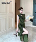 Olive Girl Red Embroidered Qipao for Garden Wedding 2026 Fairycore Photoshoot Everyday Wear S-XL XS-3XL Plus Size Hand Embroidered Romantic Garden Party Editorial Not Costume Qipao Cheongsam Chinese Dress Chinese Heritage Fashion Women