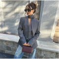 V Neck Fitted Waist Large Lapel Women Blazer Button Front Tailored Blazer With Detachable Neck Scarf Long Sleeve Casual Jackets