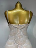 Women Sexy V Neck Pearl Beading Cut Out Maxi Long Bodycon Prom Gowns Dress Luxury Birthday Elegant Evening Party Club Dress