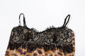 Sexy Lace Leopard Mini Dress Elegant Women's Slip Strap Patchwork Short Bodycon Dresses Evening Party Summer Wild Styles Club