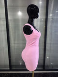 Pink Winered Women Sleeveless Sexy V-Neck Bodycon Mini Bandage Dress Celebrate Nightclub Party Fashion Homecoming Outfit