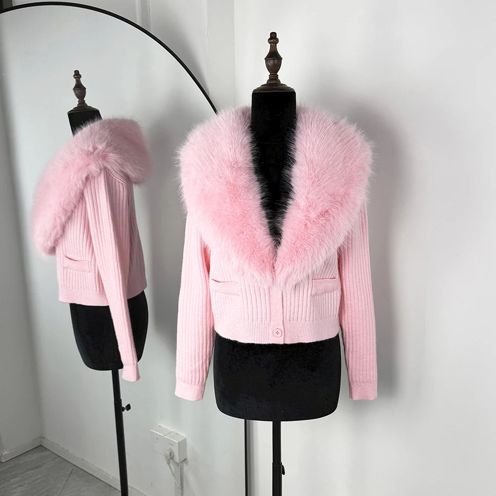 Elegant Faux Fur Coats Women's Warm Puffy Slim Long-Sleeve Collared Cardigan Winter Fashion High-Street Women Outwear