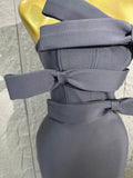 Elegant  Women Sexy Strap Florals Sleeveless Bodycon Midi Bandage Dress Birthday Party Nightclub Celebrate Photo Shoot Out