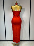 High Quality Strapless Beading With Necklace Bandage Dress  Celebrity Elegant  Evening Party Fancy Club Birthday Dresses