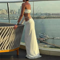 Solid Two Piece Set  for Women Halter Sleeveless Top High Waist Temperament Long Skirt Sets Female