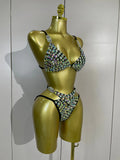Sexy Swimwear Fashion Bar Blingbling Bikini Sparkly Crystal Bikini Two Piece Set Bathingsuit Bikini Nightclub Stage Show Outfit