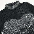 Elegant Luxury Wedding Mesh See Through Patchwork Prom Formal Long Dress Woman Sexy Black Rhinestone Birthday Evening Robe