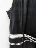 Fashion Bright Line Decoration Pu Leather Dress Women Belt Sleeveless Irregular Draped Dress Club Party Female Vestidos