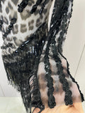 Women One Shoulder Latin Dance Outfits Sexy Leopard Print Sparkly Diamond Tassel See-Through Dress Nightclub Party Stage Costume