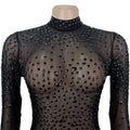 Women Sexy Long Sleeve Diamond Mesh Bodycon Night Out Dress Birthday Party Costume Bar Nightclub Stage Performance Clothing