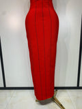 Women Luxury Design Halter Beading Bandage Dress Curve Bodycon Ankle Length Evening Party Birthday Cocktail Prom Dresses