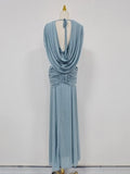 2026 Summer New Ruched Maxi Dress Women Draped Sleeveless V Neck Elegant Folds Dresses Formal Evening Party Gown