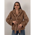Multi Color Faux Fur Wide Lapel Belted Wrap Jacket Trendy Luxury Long Sleeve Soft Plush Winter Party Daily Office Outerwear 2026
