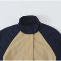 Color Block Zip Up Two Piece Set Women Long Sleeve Stand Collar Cropped Jacket High Waist Shorts 2026 Spring Summer Casual Suit