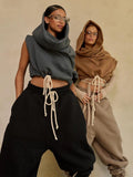 Hooded Pullover Tank Top Women Hipster Casual Simple Wild Basic Streetwear Autumn Fashion Shirring Skinny Slim Vest