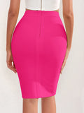 Quality High Waist Women Pencil Bandage Skirts Rose Pink Slim Tight Elastic Streetwear Girl Skirts Bodycon Drop Shipping