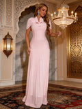 Women'S Pink Shawl+Strapless Dress 2-Piece Design Bandage Dress Elegant Celebrity Party Wedding Guest Dress