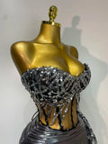 Sparkly Sequins Two Piece Set Singer Dancer Performance Costume Nightclub Bar Evening Party Dress Luxury Birthday Stage Outfit