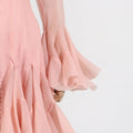 Women's Irregular Pleated Patchwork Fashion Long Flare Sleeve Waist Cinching Midi Dresses 2026 New Female Clothing